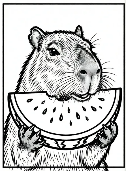 capibara comiendo sandía deliciosa