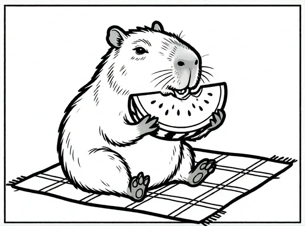 capibara comiendo sandía deliciosa