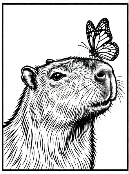 capibara con mariposa en nariz