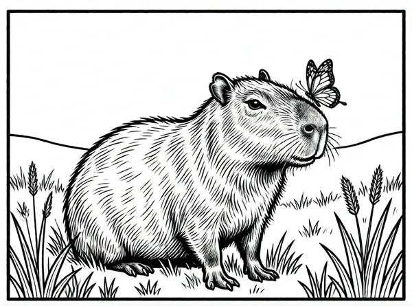 capibara con mariposa en nariz