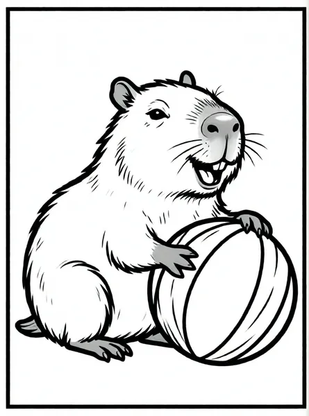 capibara jugando con pelota