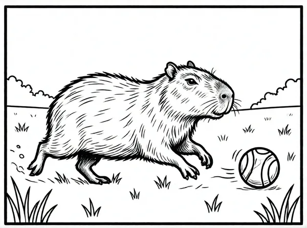 capibara jugando con pelota