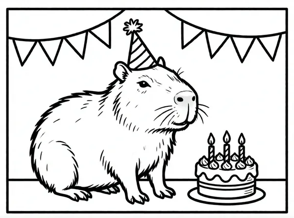 capibara con gorro de fiesta