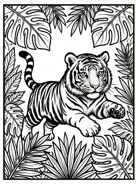 tigre saltando entre las hojas