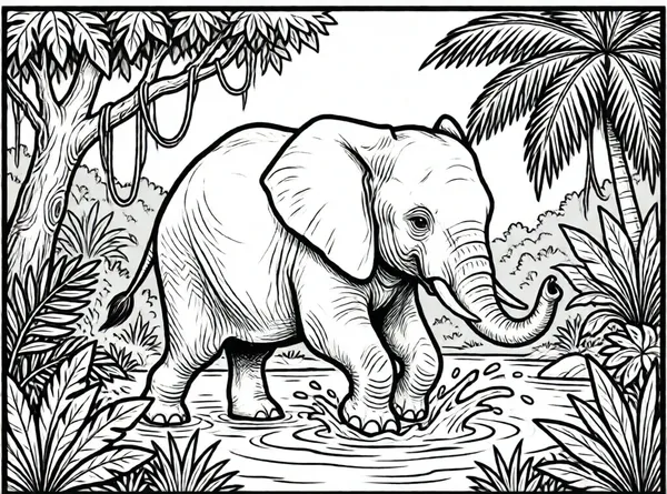 elefante jugando con agua