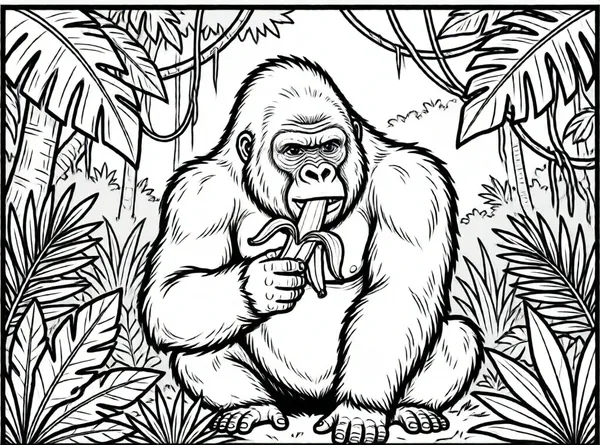 gorila comiendo un banano