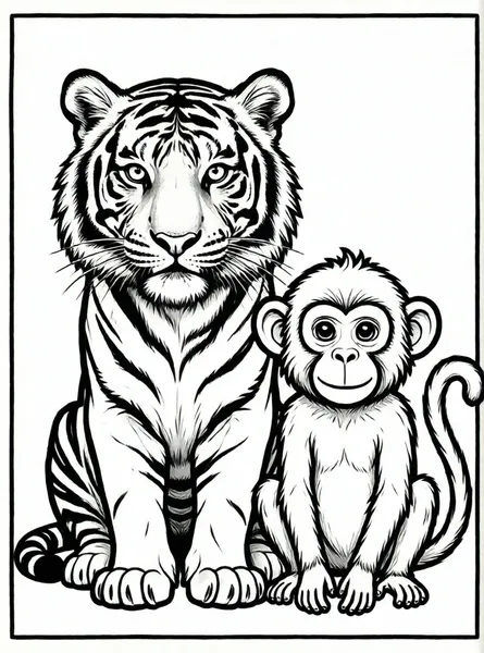 tigre y mono amigos