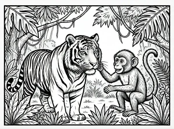 tigre y mono amigos