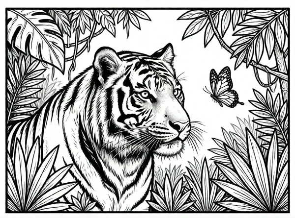 mariposa sobre un tigre