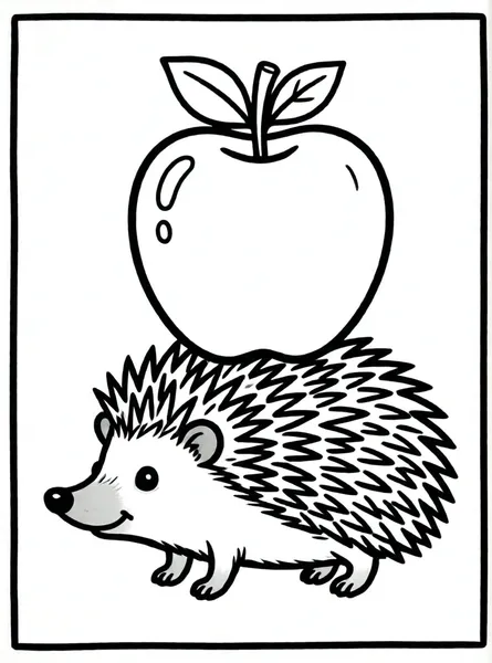 erizo cargando una manzana
