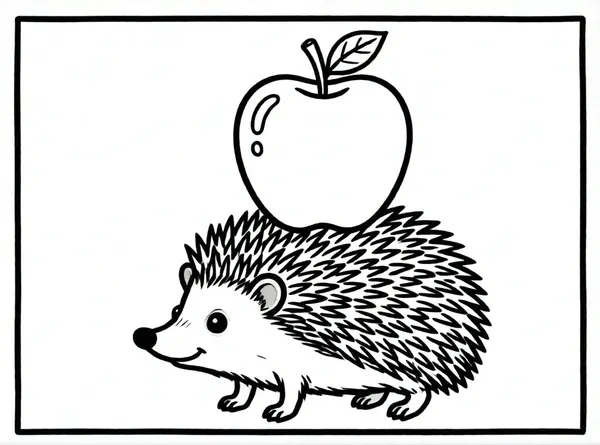 erizo cargando una manzana
