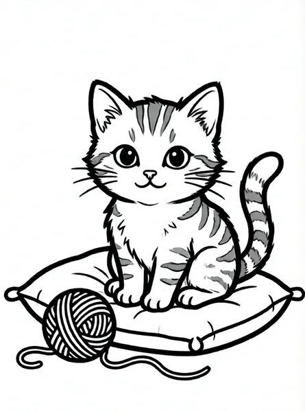 gatito tierno con su ovillo