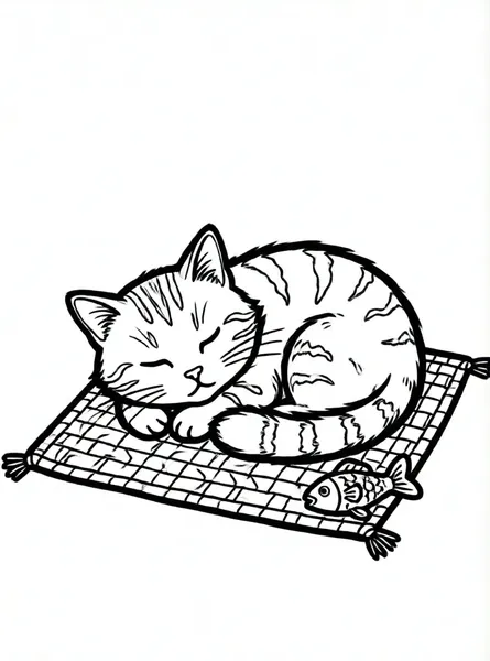 gato dormilón con su juguete