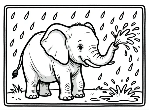 elefante bebé jugando con agua