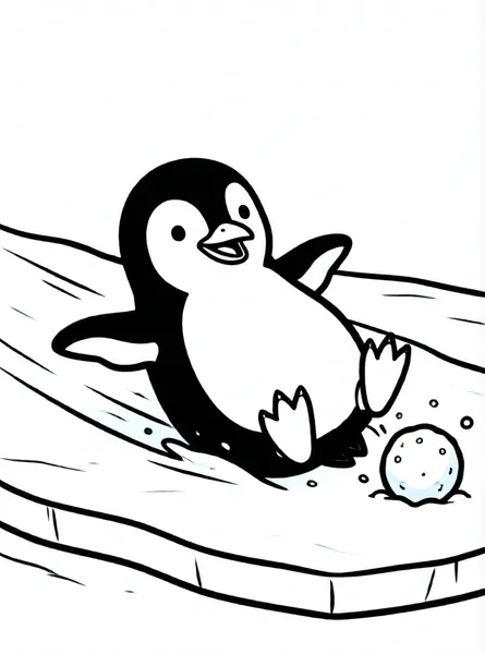 pingüino feliz deslizándose en el hielo