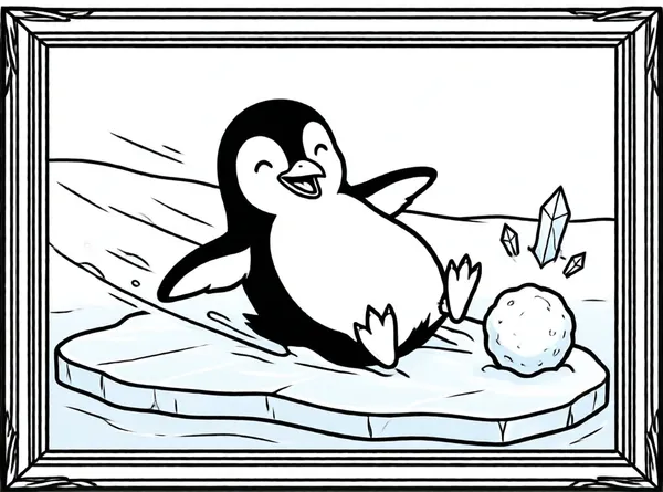 el pingüino feliz en el hielo