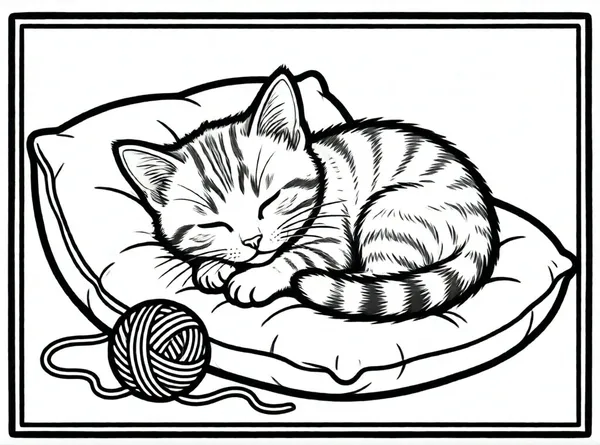 gatito durmiendo con lana
