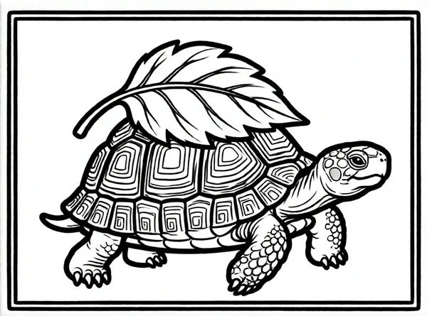 la tortuga con una hoja