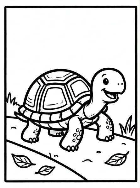 una tortuga sonriente caminando