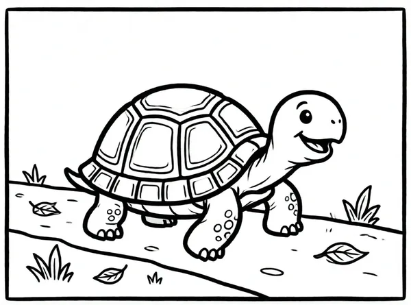 una tortuga feliz caminando