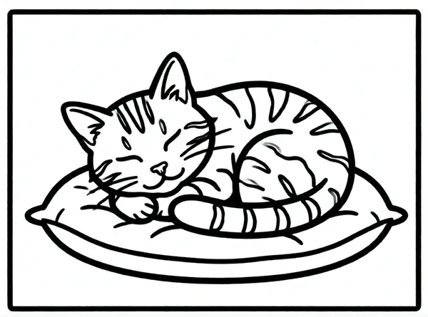 gato descansando en su cojín