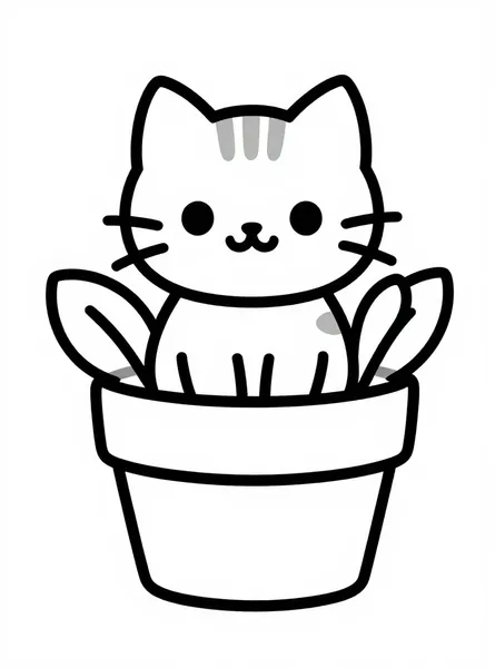 gatito tierno en su maceta