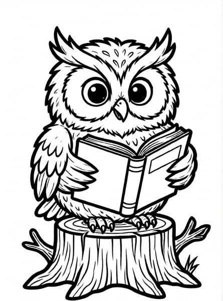 buho leyendo un libro