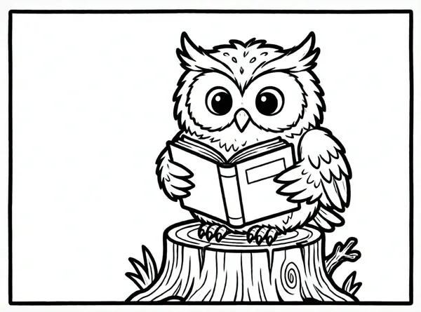 buho leyendo un libro