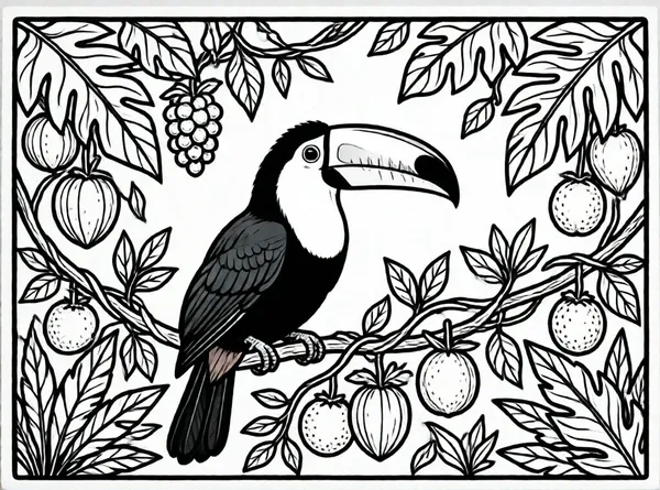 pajaro del tropico con frutas