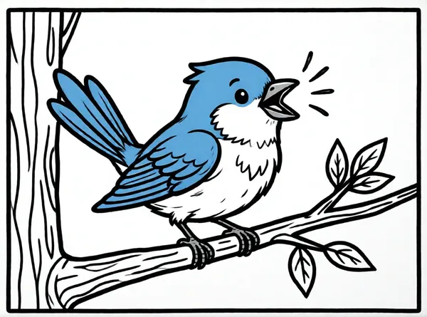 pajaro azul cantando en la rama