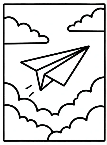 avion de papel en las nubes