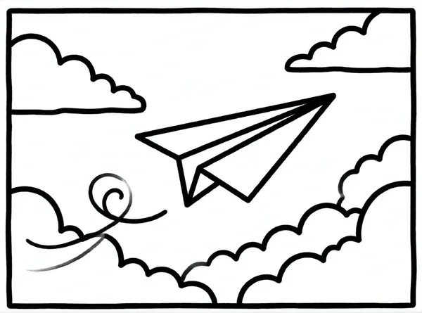 avion de papel en las nubes