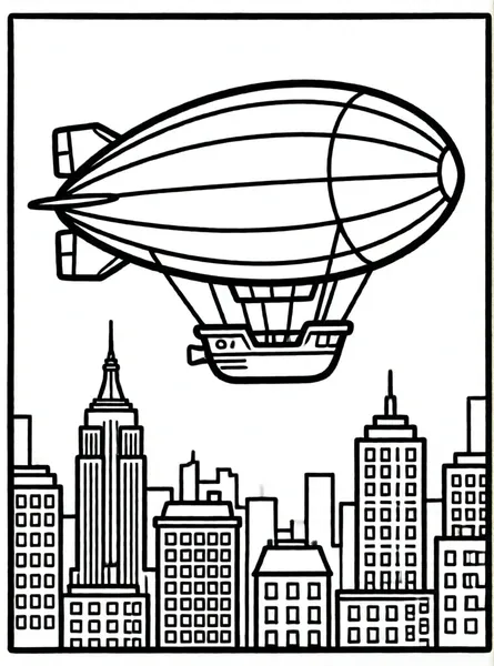 dirigible sobre la ciudad