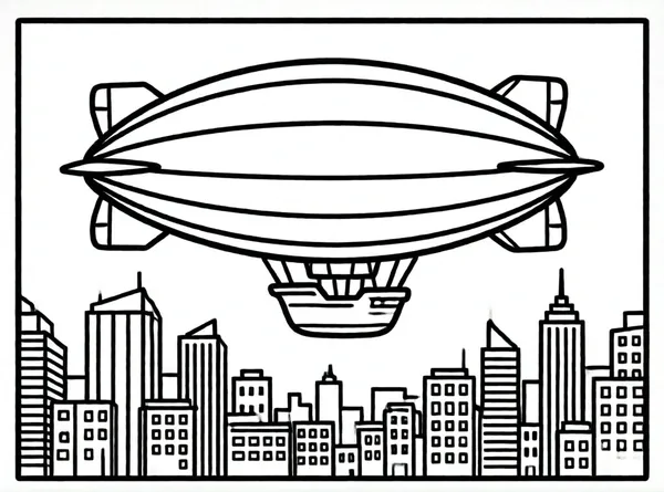 dirigible sobre la ciudad