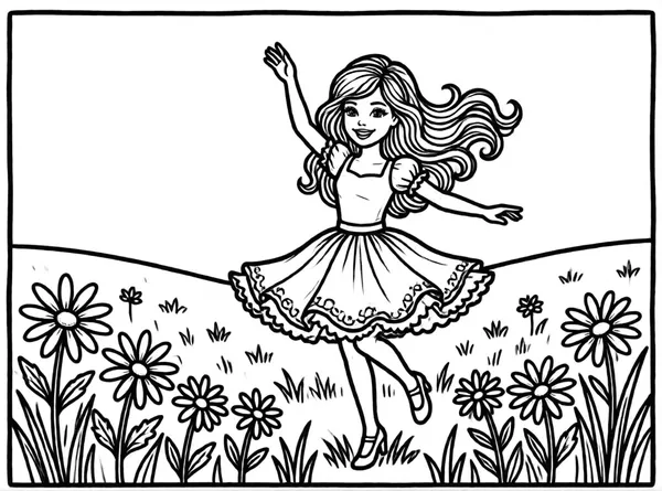 Barbie in the Meadow drawing to color and print for free