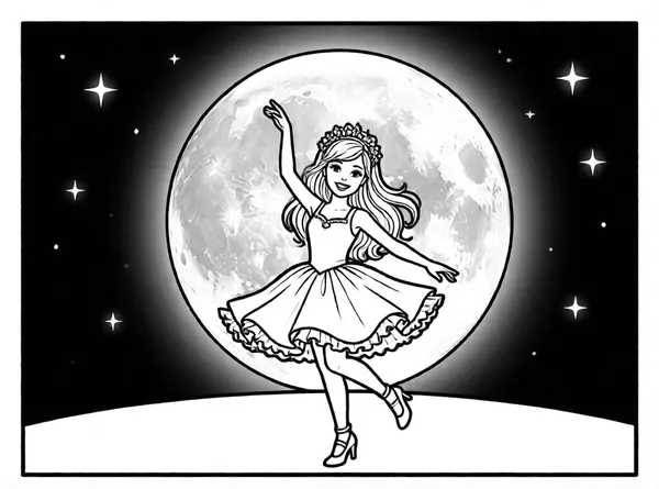Barbie Dances Under the Moon drawing to color and print for free