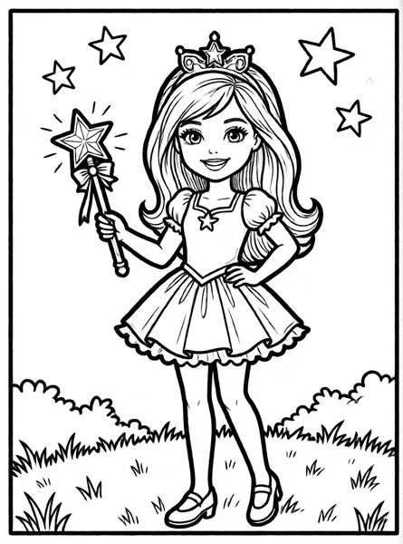Dibujo de barbie y estrellas para colorear e imprimir gratis