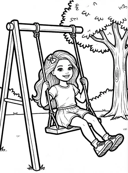 Dibujo de barbie en parque para colorear e imprimir gratis