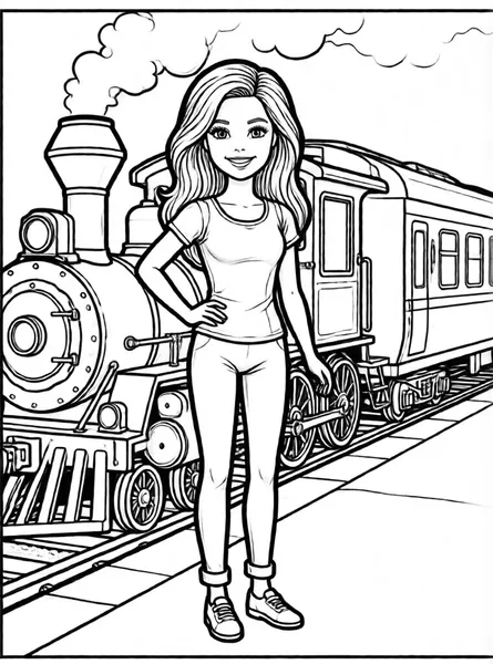 Barbie at the Train Station drawing to color and print for free