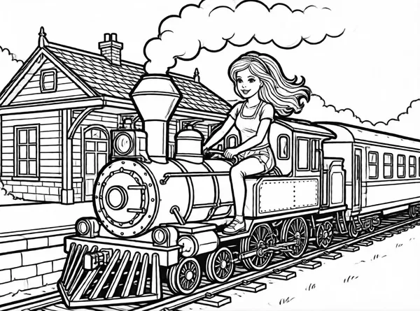 Barbie Travels by Train drawing to color and print for free