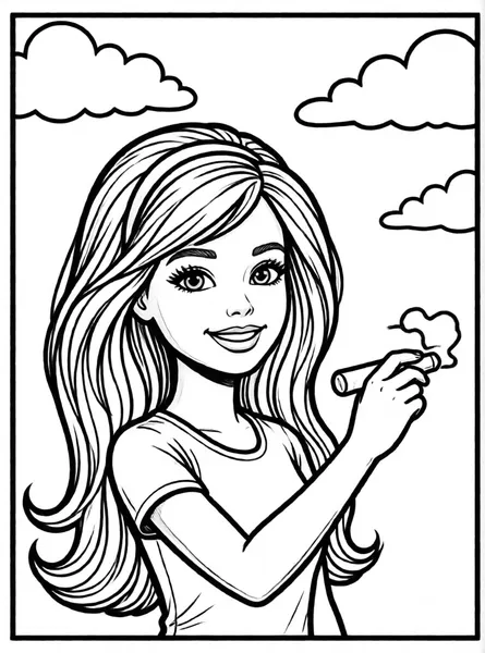 Barbie with Clouds drawing to color and print for free