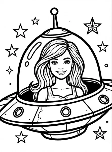 Dibujo de barbie en nave para colorear e imprimir gratis