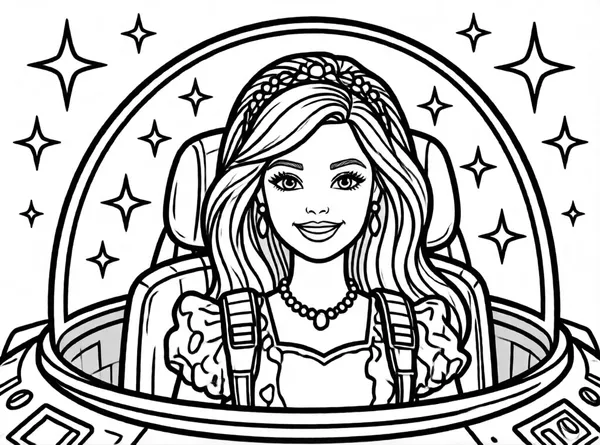 Barbie with Stars drawing to color and print for free