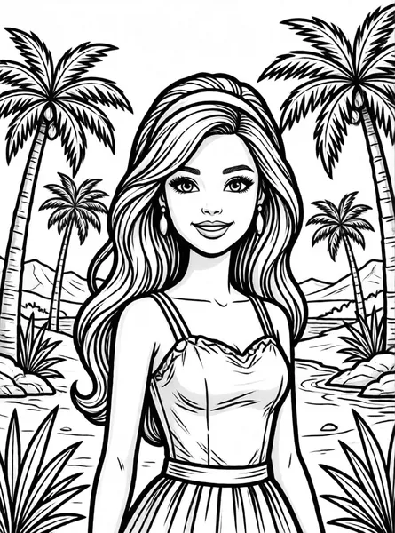 Dibujo de barbie en oasis para colorear e imprimir gratis