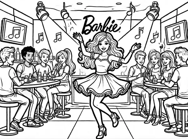 Barbie Dancing drawing to color and print for free