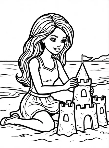 Dibujo de barbie con arena para colorear e imprimir gratis