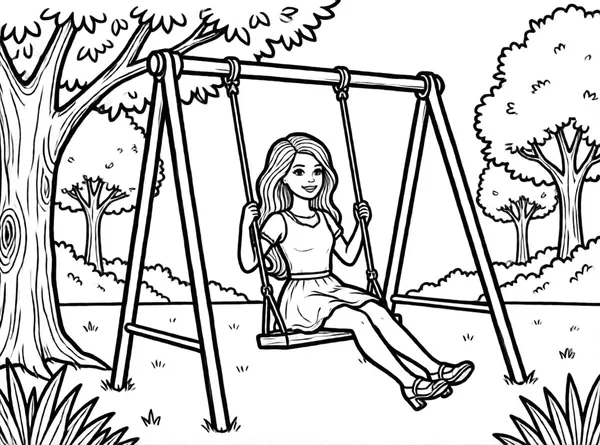 Dibujo de barbie con parque para colorear e imprimir gratis