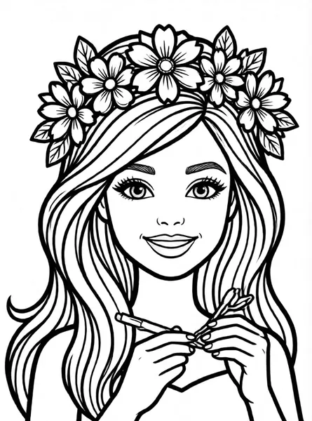 Barbie with a Crown drawing to color and print for free