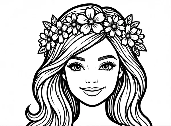 Barbie with Flowers drawing to color and print for free