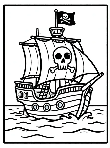 barco pirata con banderas ondeando